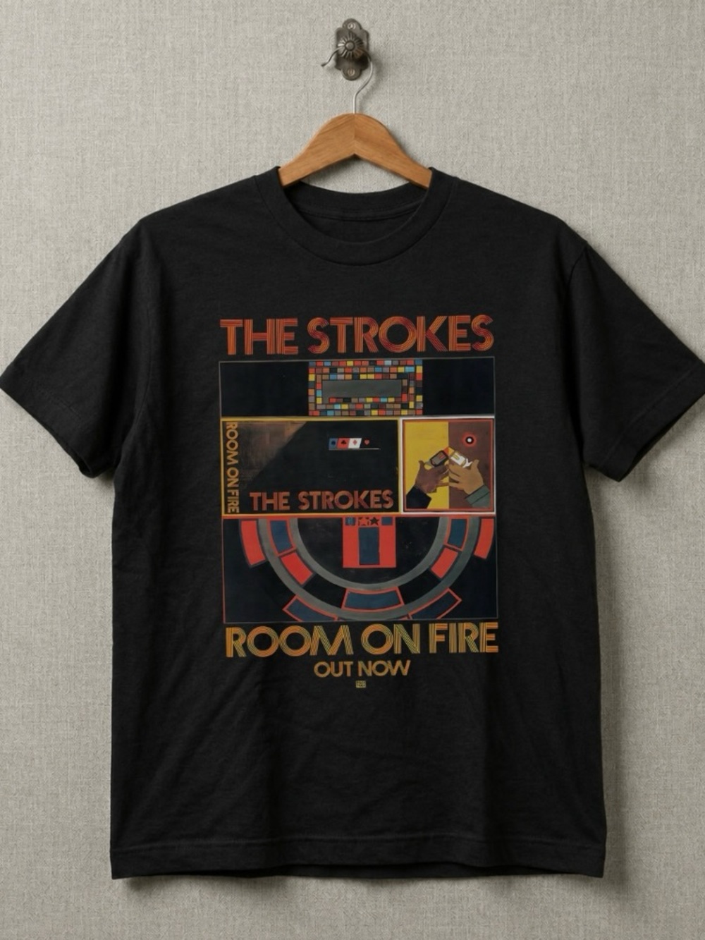 The Strokes Band Room On Fire Black Graphic T‑Shirt